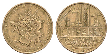 Франция 10 франков 1976 KM 940 медь алюминий никель 4704-441