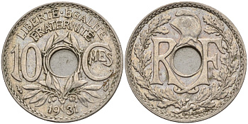 Франция 10 сантимов 1931 KM 866a, Le Franc 138.3 медно-никель 4143-1011