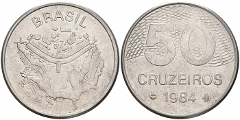 БРАЗИЛИЯ 50 КРУЙЗЕЙРО 1984 KM 594.1 сталь aUNC 73-344