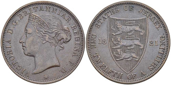 Джерси 1/12 шиллинга 1881 Виктория (1837-1901) KM 8 бронза 3996-424