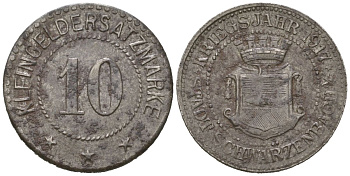 Шварценбах-на-Заале (Бавария) 10 пфеннингов 1917 Funck 490.5, Men18 28869.7 железо 4169-1137
