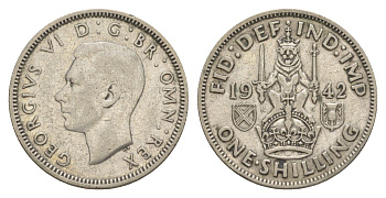 Великобритания 1 шиллинг 1942 Георг VI (1936-1952), Шотландский герб KM 854, Spink 4083 серебро 34-353