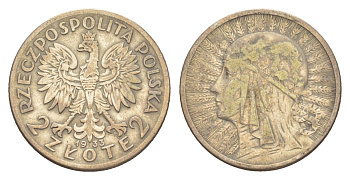 Польша 2 злотых 1933 Голова Полонии Y 20 серебро 4626-644