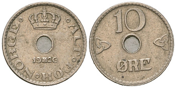Норвегия 10 эре 1926 Хокон VII (1905-1957) KM 383 медно-никель 4615-358