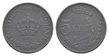 Румыния 5 леев 1942 Михай I (1940-1947) KM 61 цинк 4648-1055
