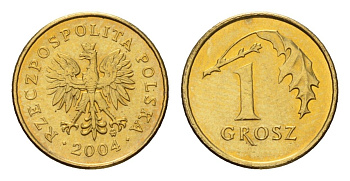 Польша 1 грош 2004 Y 276 латунь UNC 4615-442