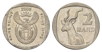 ЮАР 2 ранда 2008 KM 445 медь плакированная никелем 4628-211