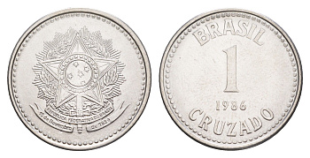 Бразилия 1 крузадо 1986 KM 605 нержавеющая сталь UNC 4642-1242