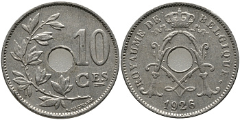 БЕЛЬГИЯ 10 САНТИМОВ 1926 BELGIQUE KM 85.1 медно-никель 4380-952