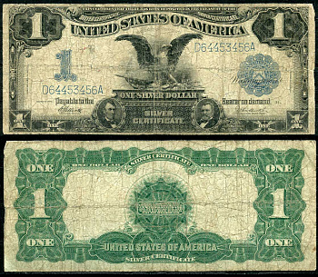 США 1 доллар 1899 серебряный сертификат, голубая серия, подпись ELLIOT-BURKE Pick 338 бумага 451-155-1