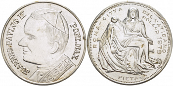 ПОЛЬША МЕДАЛЬ 1979 ПОНТИФИК ИОАНН ПАВЕЛ II, ВИЗИТ В ПОЛЬШУ серебро 1082-2-21