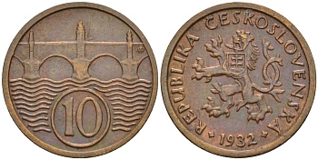 Чехословакия 10 геллеров 1932 KM 3 медь цинк 4152-712