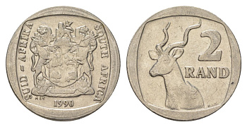ЮАР 2 ранда 1990 KM 139 медь плакированная никелем 4626-1122