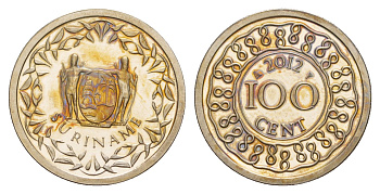 Суринам 100 центов 2012 KM 23 медно-никель BU 4626-412