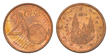 Испания 2 евроцента 2016 KM 1145 сталь плакированная медью aUNC 4630-453