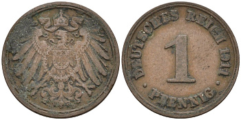 Германия 1 пфенниг 1911 D KM 10, J. 10 медь 4576-213