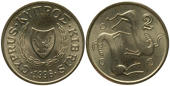 Кипр 2 цента 1996 KM 54.3 никель латунь 4158-463