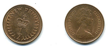 Великобритания 1/2 пенни 1974 Елизавета II (1952-2022) KM 914, Spink 4239 бронза 4110-1714