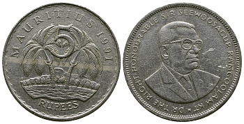 Маврикий 5 рупий 1991 Сивусагур Рамгулам KM 56 медно-никель 4381-225