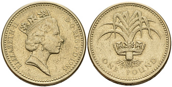 Великобритания 1 фунт 1985 Елизавета II (1952-2022) KM 941, Spink 4331 никель латунь 4177-524