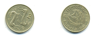 Кипр 20 центов 1983 птичка KM 57.1 никель латунь 4364-1216