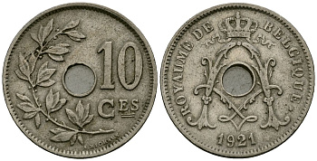 Бельгия 10 сантимов 1921 Belgique KM 85 медно-никель 4172-915