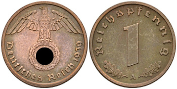 Германия 1 рейхспфенниг 1939 A KM 89, J. 361 бронза 4567-1062