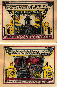 НОЙЕНХАГЕН 10 ПФЕННИГОВ 1922 НОТГЕЛЬД, 1922 - 28 ФЕВРАЛОЯ 1922, ЗЕМЛЯ БРАНДЕНБУРГ Grabowski 975.1 бумага 6318-43-1-1