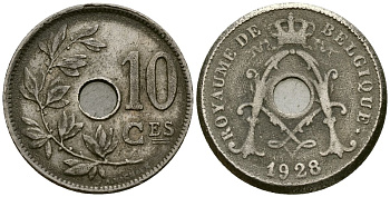 Бельгия 10 сантимов 1928 Belgique KM 85 медно-никель 4172-1043