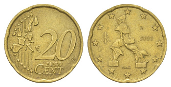 Италия 20 евроцентов 2002 KM 214 нордик 4629-324