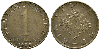 АВСТРИЯ 1 ШИЛЛИНГ 1982 KM 2886 алюминиевая бронза 36-553