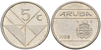 Аруба 5 центов 1988 Беатрикс (1980-2013) KM 1 сталь плакированная никелем 4174-822