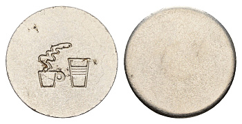 Италия жетон для выдачи напитков - кофе диаметр 22 мм, вес 5,4 гр нержавеющая сталь 4669-246