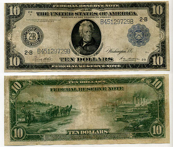 США 10 долларов 1914 голубая серия, подпись WHITE-MELLON, Нью-Йорк Pick 360 b   бумага   451-376-1-1