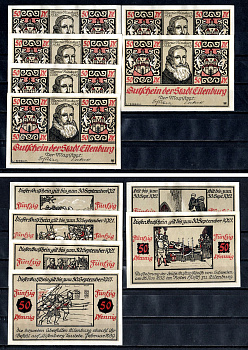 Айленбург (Пруссия, Саксония) полный набор из 6 нотгельдов (50 пфеннигов) 1921 Mehl Grabowski 315.3 бумага UNC (пресс) 7555-56-3-2