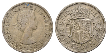 Великобритания 1/2 кроны 1956 Елизавета II (1952-2022) KM 907, Spink 4145 медно-никель 4692-435