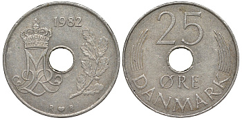 Дания 25 эре 1982 KM 861 медно-никель 94-241