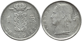 БЕЛЬГИЯ 1 ФРАНК 1979 BELGIE KM 143.1 медно-никель 3999-117