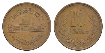 Япония 10 йен 1969 Yr. 44 Y 73a бронза 4622-524