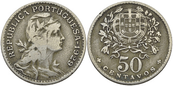 Португалия 50 сентаво 1929 KM 577 медно-никель 94-746