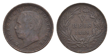 Португалия 5 реалов (рейсов) 1885 Луиш I (1861-1889) KM 525 бронза 4658-827