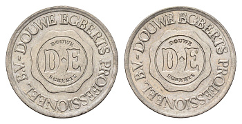 Нидерланды кофейный жетон DE, "DOUWE EGBERTS" ND диаметр 22 мм, вес 4,7 гр белый металл 4700-1112