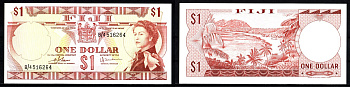 Фиджи 1 доллар ND (1974) Pick 71 b бумага UNC (пресс) 451-1205-1