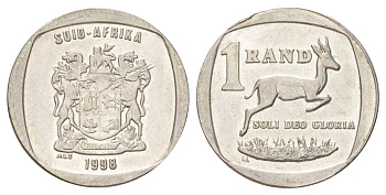 ЮАР 1 ранд 1998 KM 164 медь плакированная никелем aUNC 4627-341