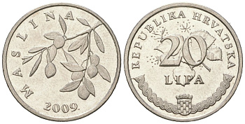 Хорватия 20 лип 2009 нечетный год KM 7 сталь плакированная никелем UNC 4617-1237