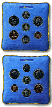 Великобритания официальный набор монетного двора из 7 монет (1, 2, 5, 10, 20 и 50 пенсов; 1 фунт) 1988  KM MS109 (935, 936, 937, 938, 939, 940 и 954) бронза, никель латунь и медно-никель BU 7-4-1-06