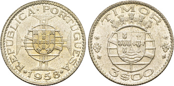 Португальский Тимор 3 эскудо 1958  KM 14 серебро  aUNC  4635-841