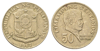 Филиппины 50 сентимо 1967 KM 200 медь цинк никель 4706-827