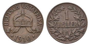 Германская Восточная Африка 1 геллер 1910 J KM 7 бронза 4154-369