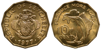 Сейшельские острова 10 центов 1977 FAO KM 32 латунь 00-00
